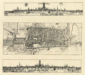 212020 Plattegrond van de stad Utrecht met directe omgeving; met gestileerde weergave van het stratenplan met de ...